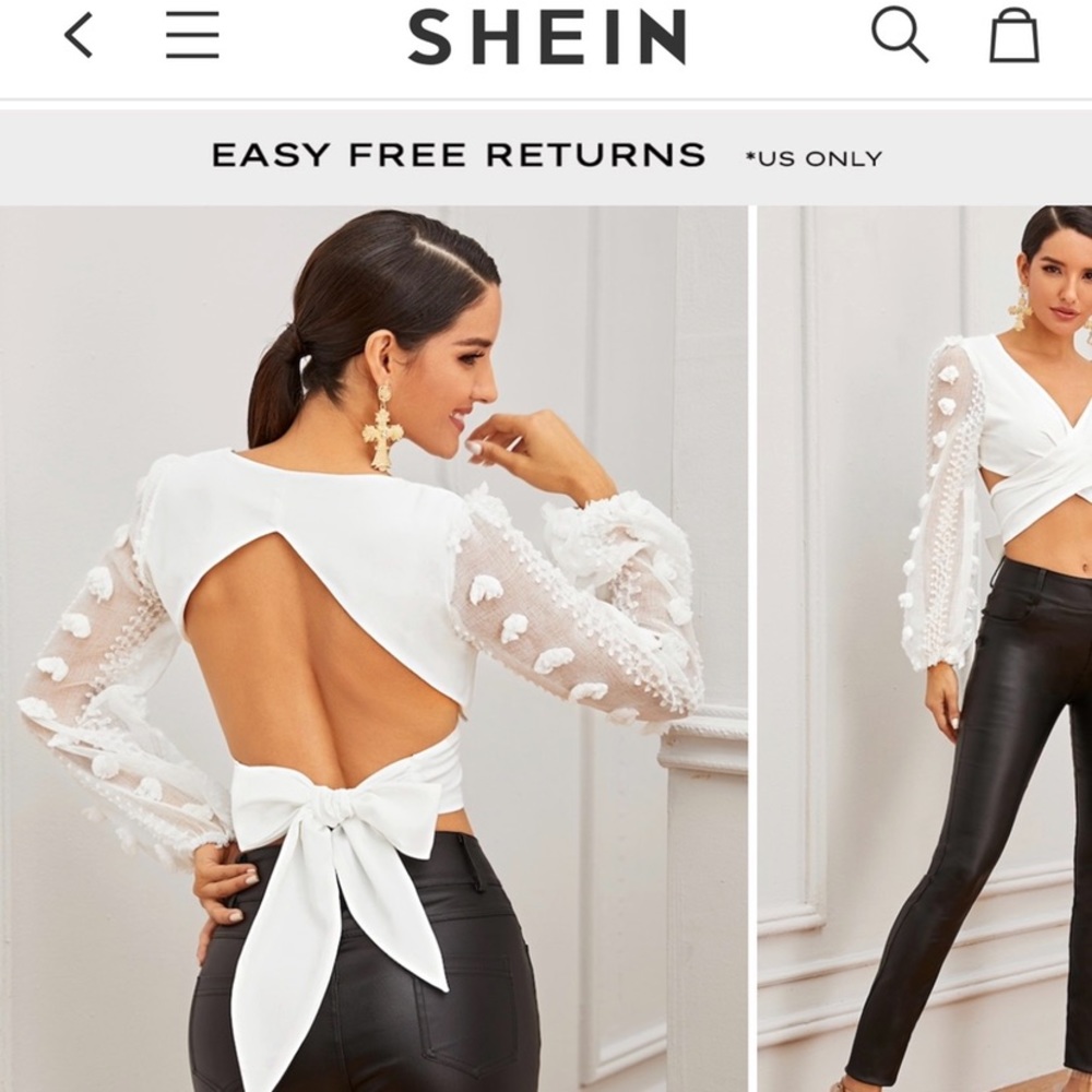 White long sleeve crop top